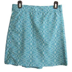 RipSkirt Hawaii Skirt Size S Teal Blue Batik Geometric Dot 18.5 In Length 2 Wrap